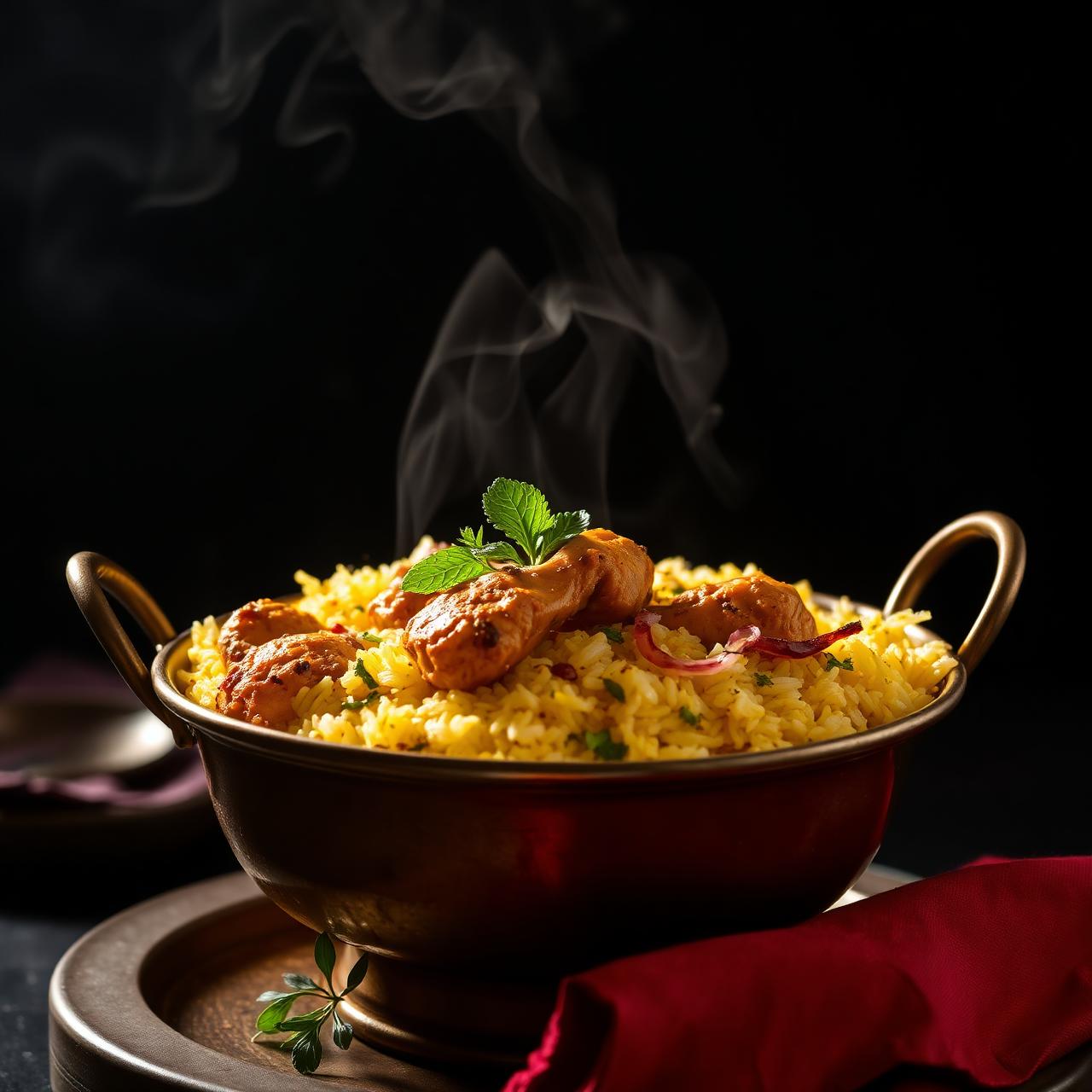 Chicken dum biryani with raita